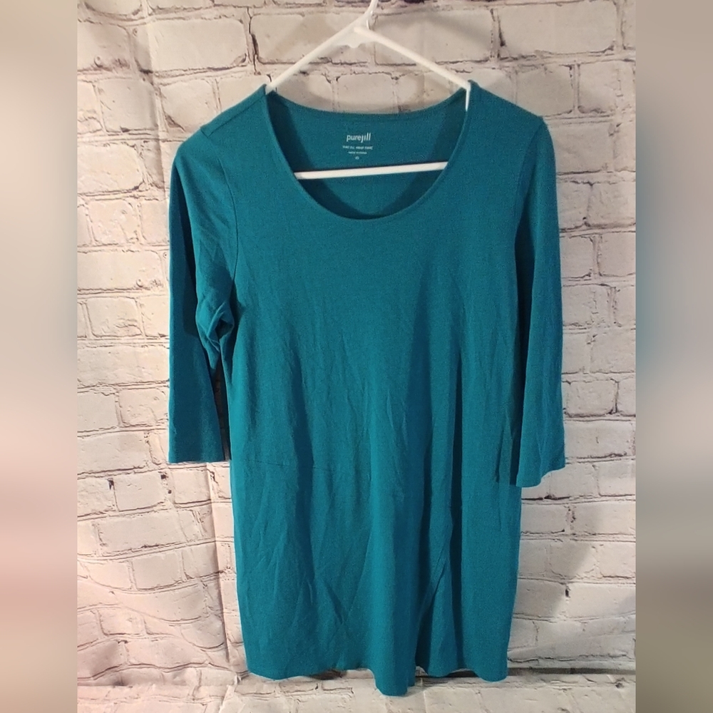 J Jill Pure Jill Assymetrical Wrap Tunic Teal Top XS